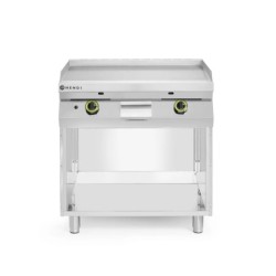 Gas grill hob, smooth, on a cabinet enclosed on 3 sides