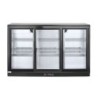 Back bar refrigerator with triple sliding doors