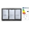 Back bar refrigerator with triple sliding doors