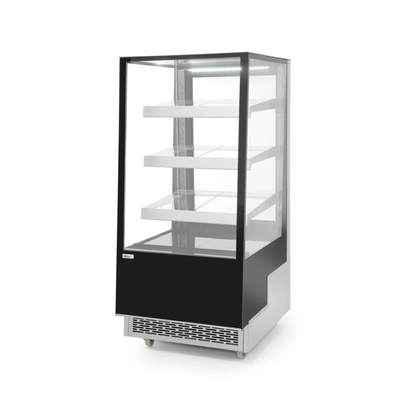 Refrigerated display cabinets with 3 slanted shelves