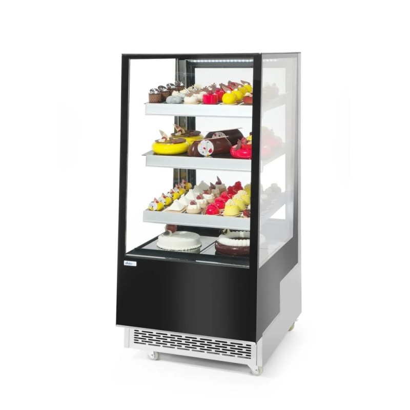 Refrigerated display cabinets with 3 slanted shelves