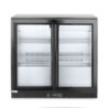 Back bar refrigerator with double sliding doors