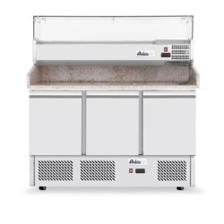 Three door pizza counter with cooling display 380+40L