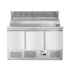Three door salad counter with raised GN display 380L