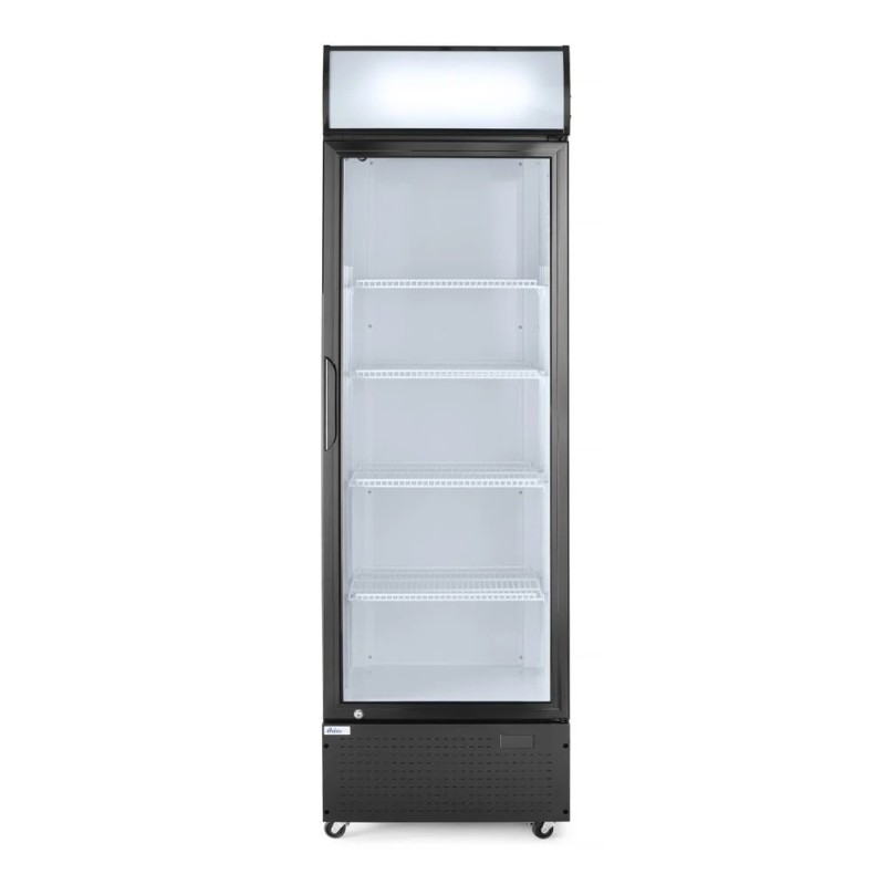 Eintüriger Kühlschrank mit hinterer Bar und hinterleuchteter Blende,