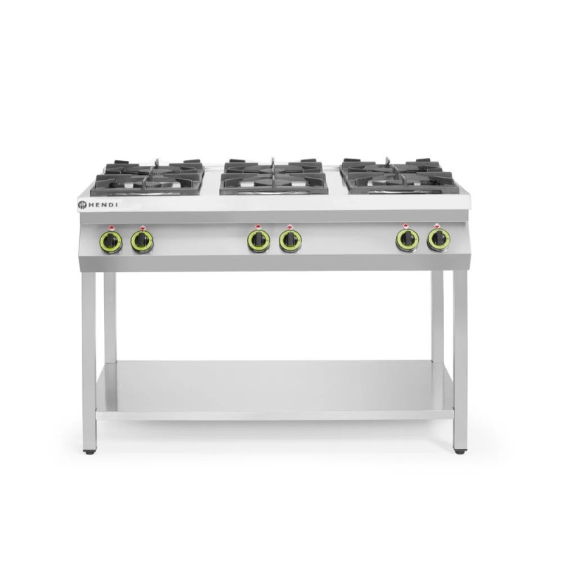 Cuisinière à gaz - 6 feux, support ouvert