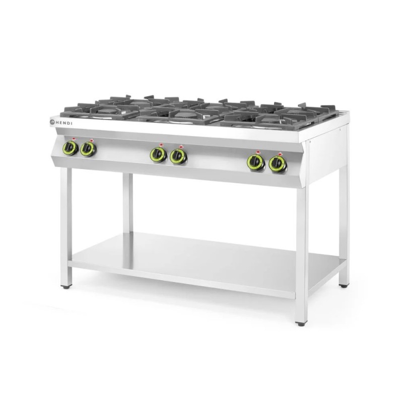 Cuisinière à gaz - 6 feux, support ouvert