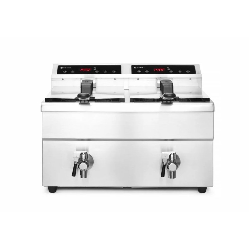 Induktionsfritteuse - mit Ablasshahn 2x8 l