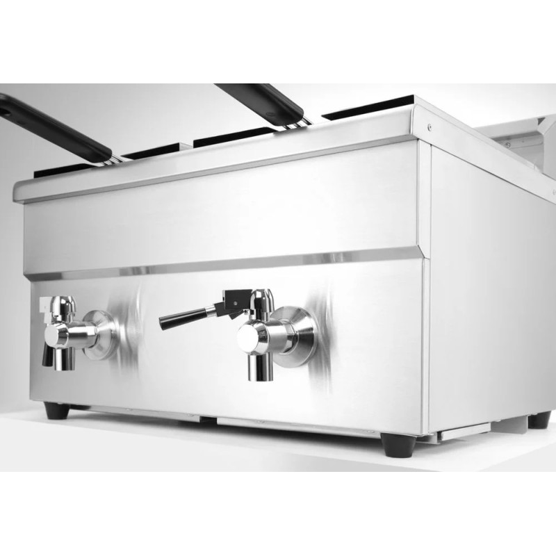Induktionsfritteuse - mit Ablasshahn 2x8 l