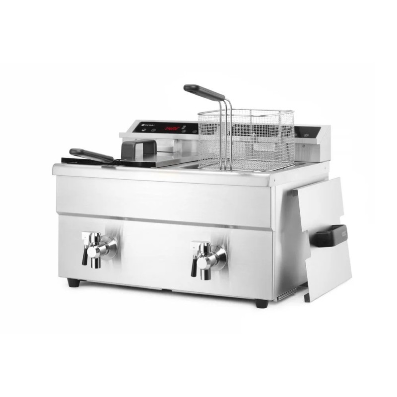 Induktionsfritteuse - mit Ablasshahn 2x8 l