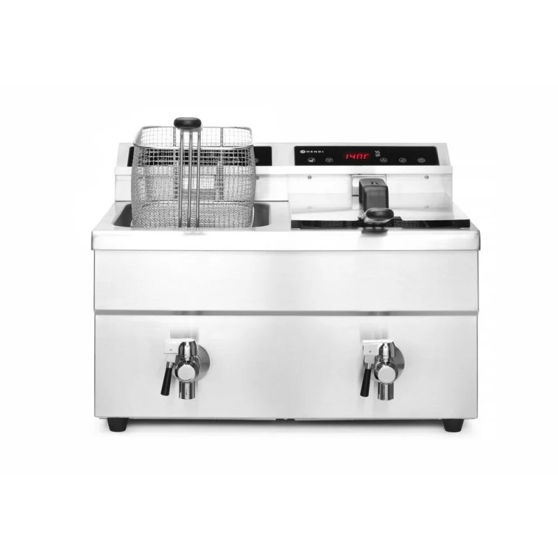 Induktionsfritteuse - mit Ablasshahn 2x8 l