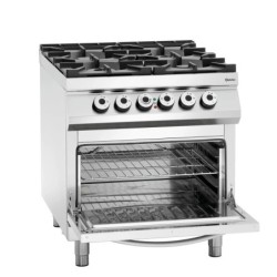 Gas stove, 4 burners,el. oven,2/1GN